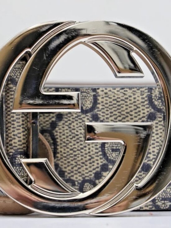 GUCCI Blue & Beige GG Marmont Belt 411924 Size 90/36 US main image 14